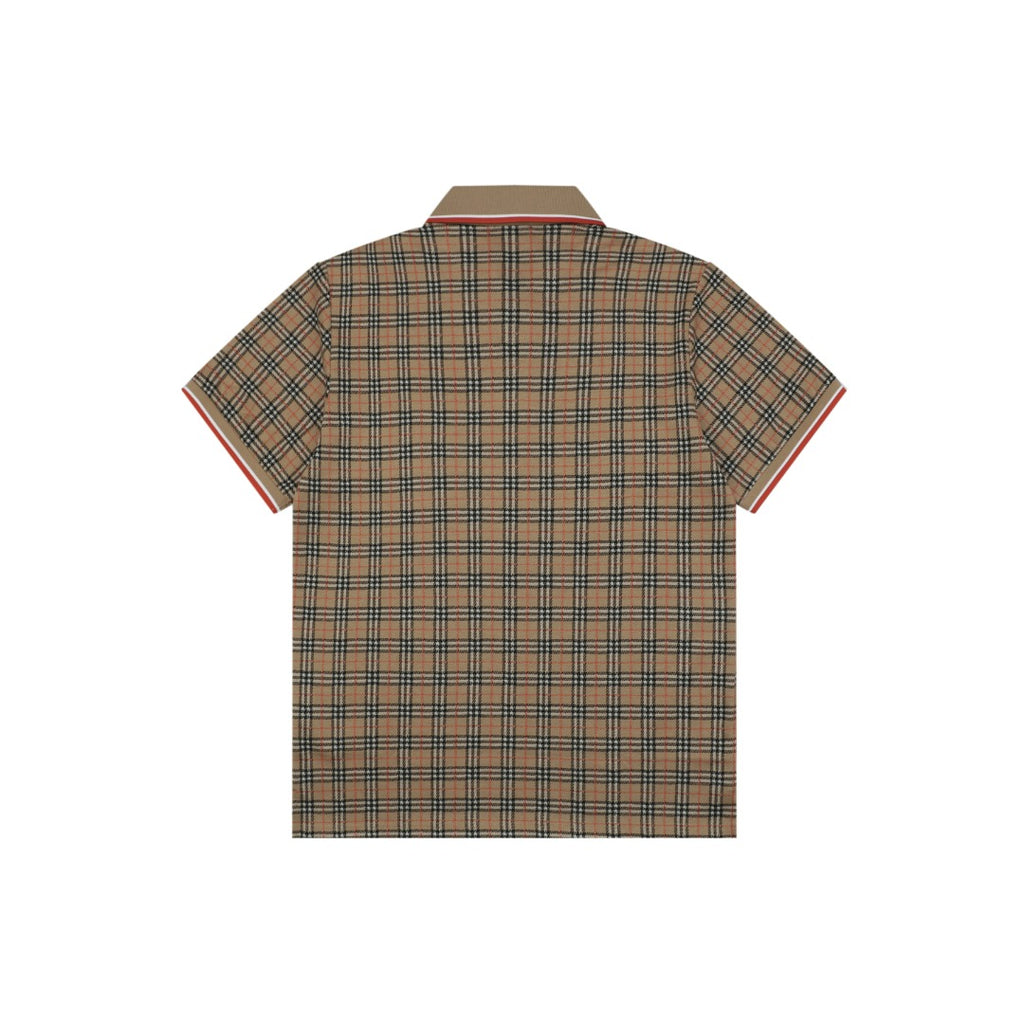 Burberry Mini Equestrian Knight Check Jacquard Polo Shirt Beige