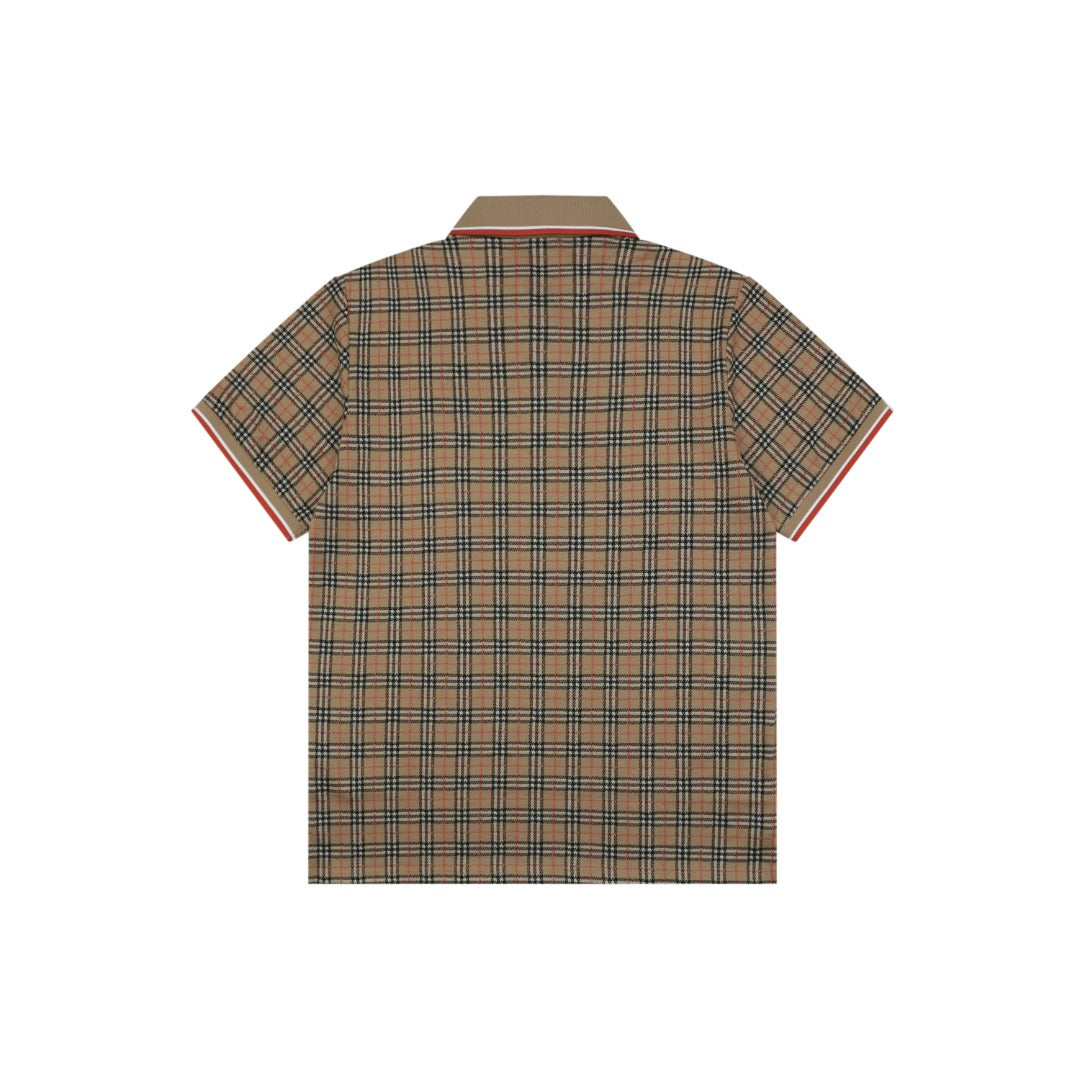 Burberry Mini Equestrian Knight Check Jacquard Polo Shirt Beige