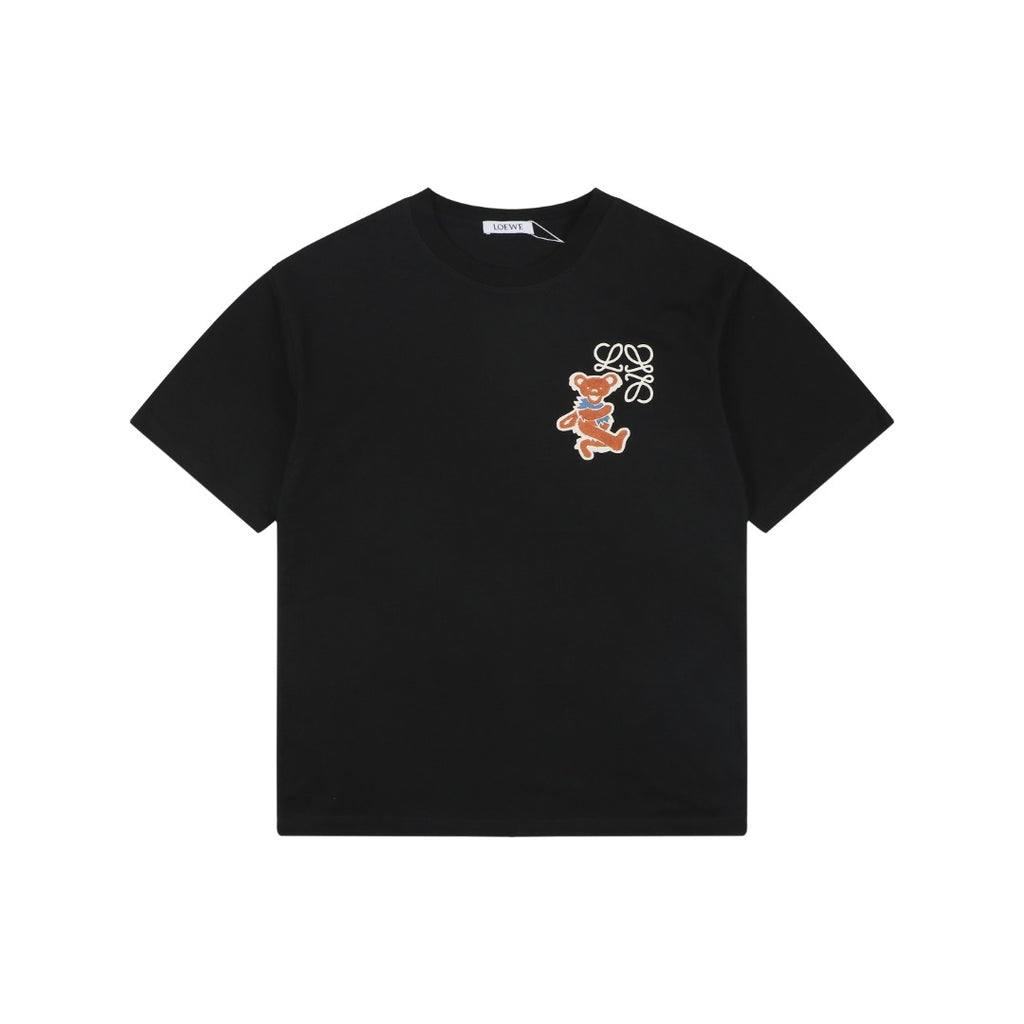 Loewe Anagram Bear Floral Print Short Sleeve Tee Black