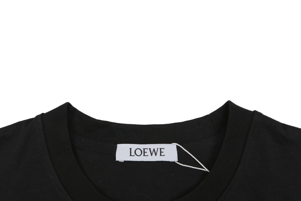 Loewe Anagram Bear Floral Print Short Sleeve Tee Black