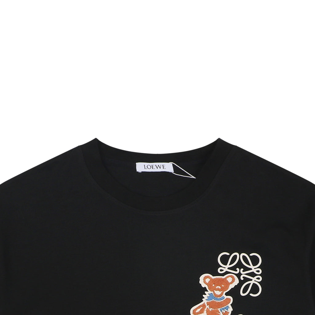 Loewe Anagram Bear Floral Print Short Sleeve Tee Black