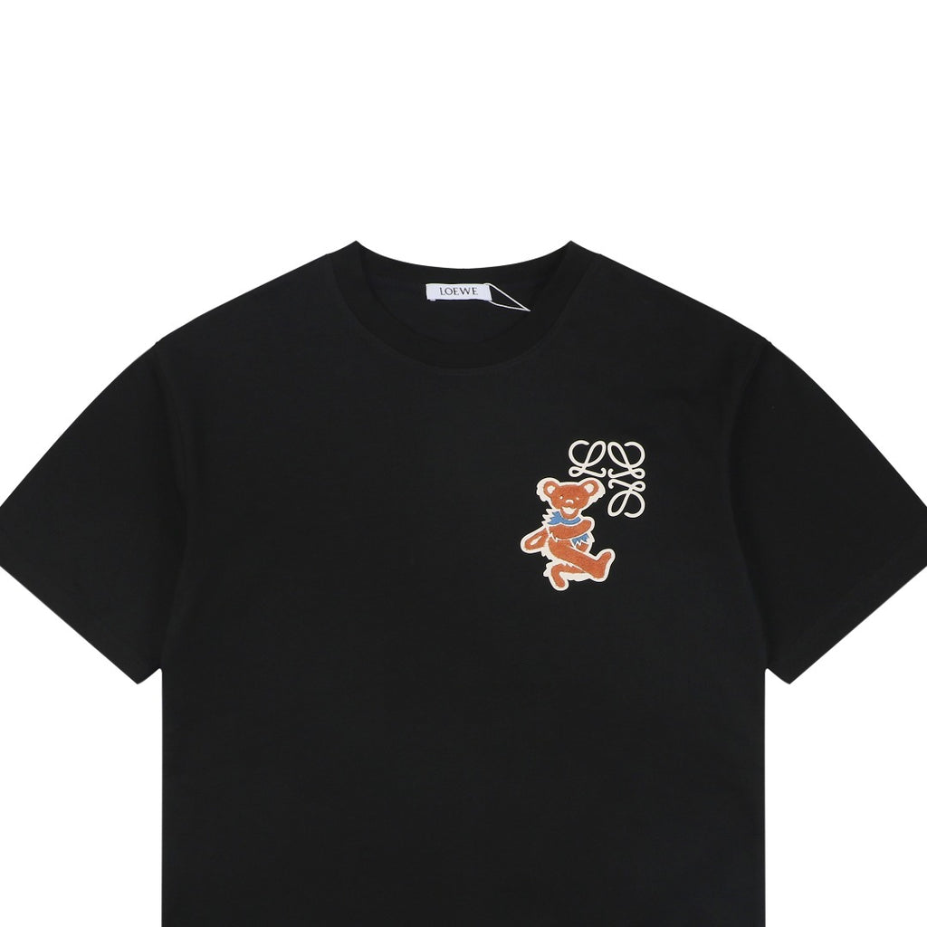 Loewe Anagram Bear Floral Print Short Sleeve Tee Black
