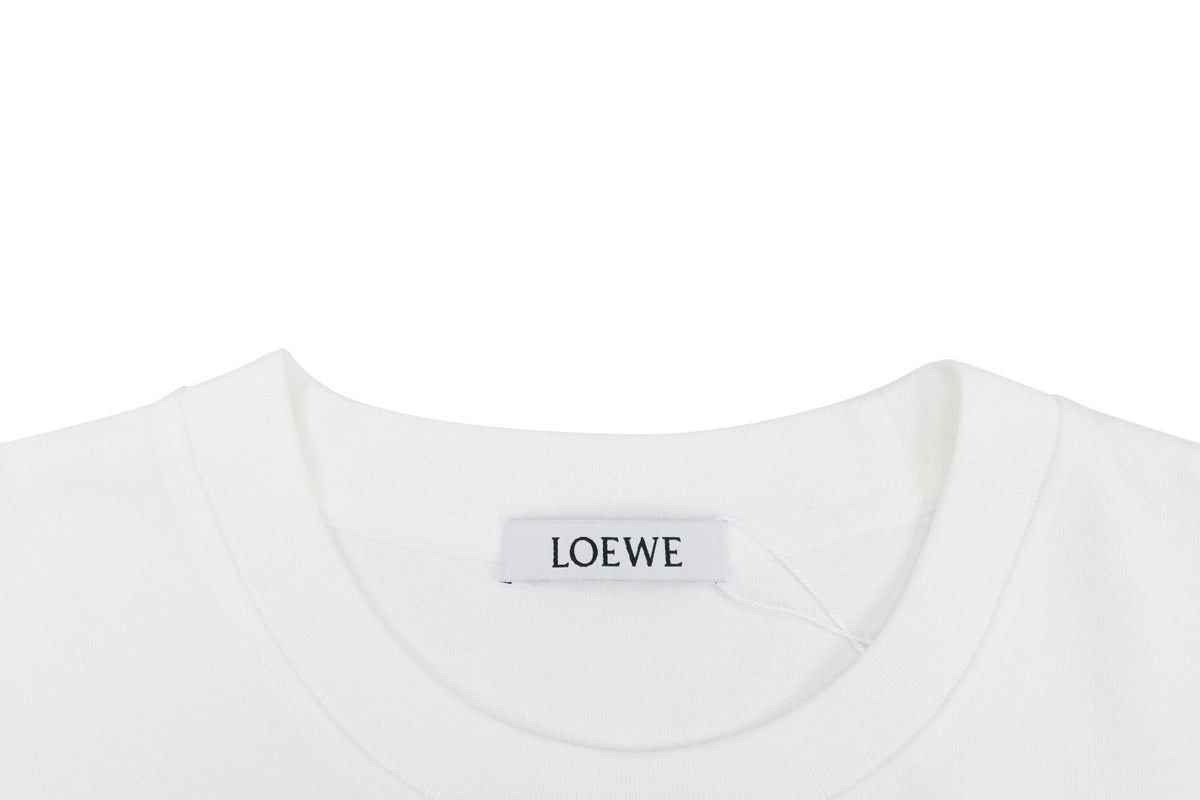 Loewe Anagram Bear Floral Print Short Sleeve Tee White