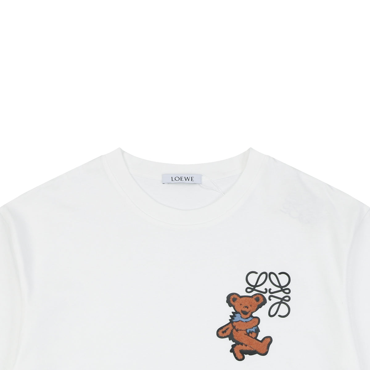 Loewe Anagram Bear Floral Print Short Sleeve Tee White
