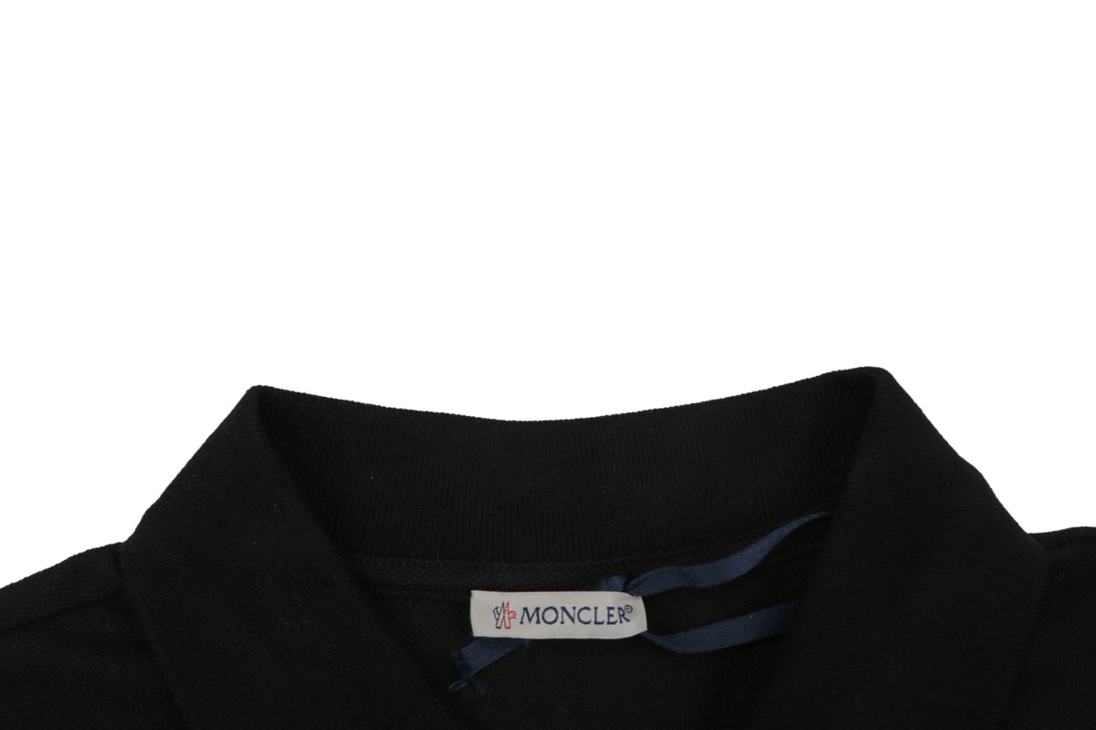 Moncler Tricolour M Badge Embroidered Polo Shirt Black
