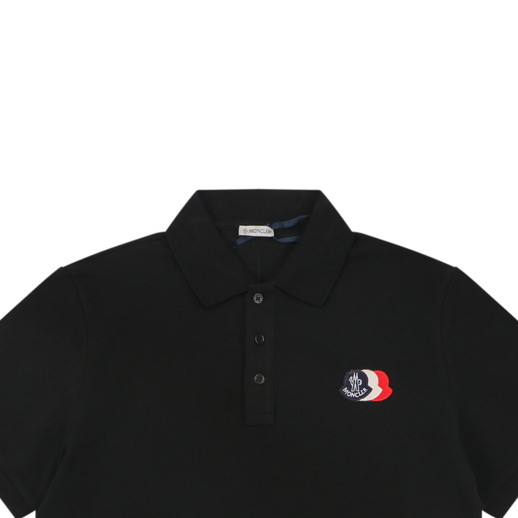 Moncler Tricolour M Badge Embroidered Polo Shirt Black