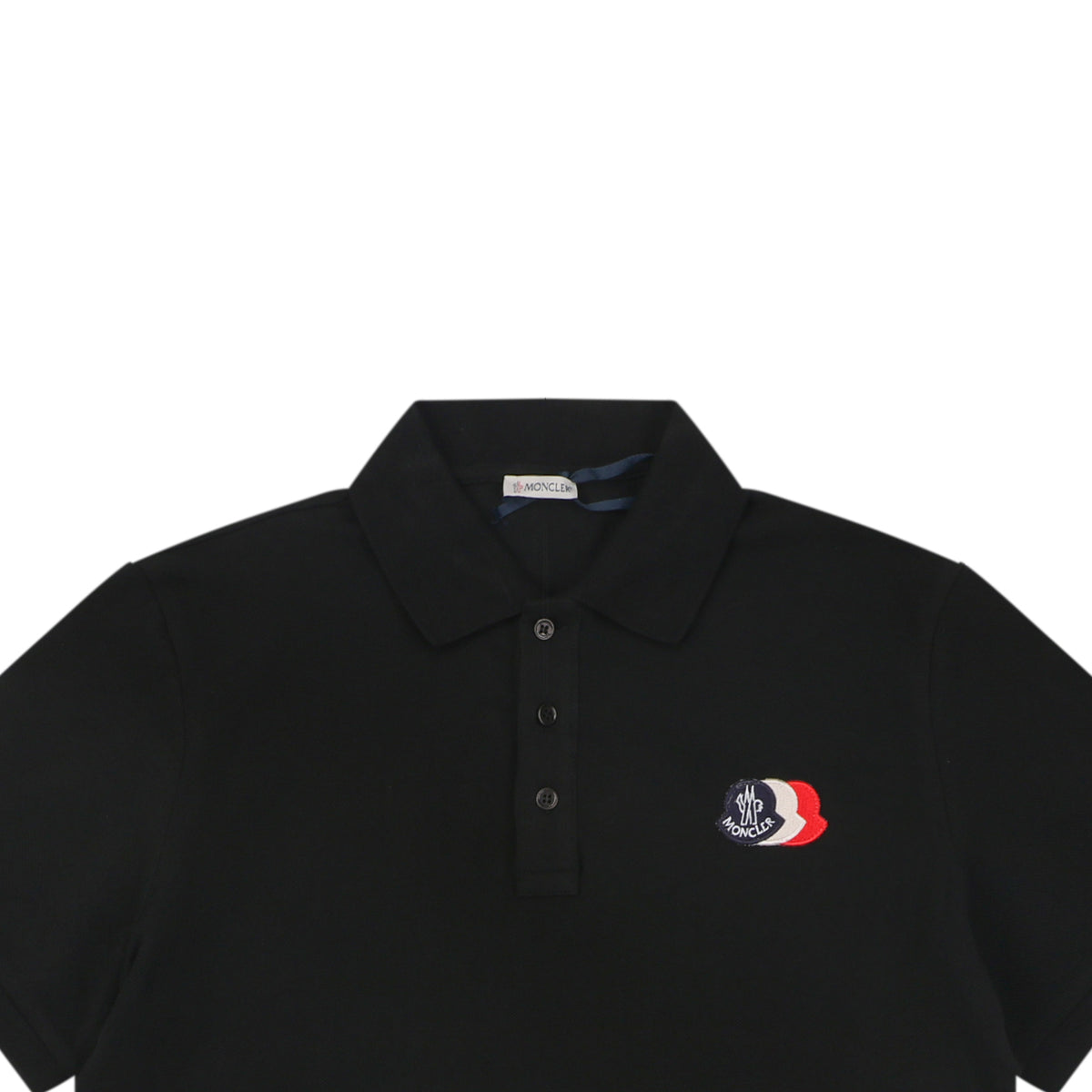 Moncler Tricolour M Badge Embroidered Polo Shirt Black