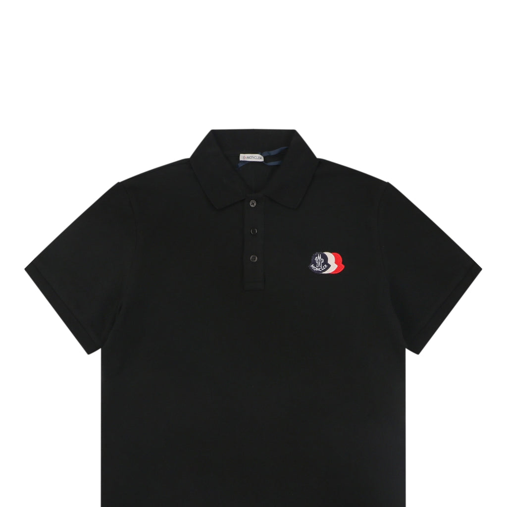Moncler Tricolour M Badge Embroidered Polo Shirt Black