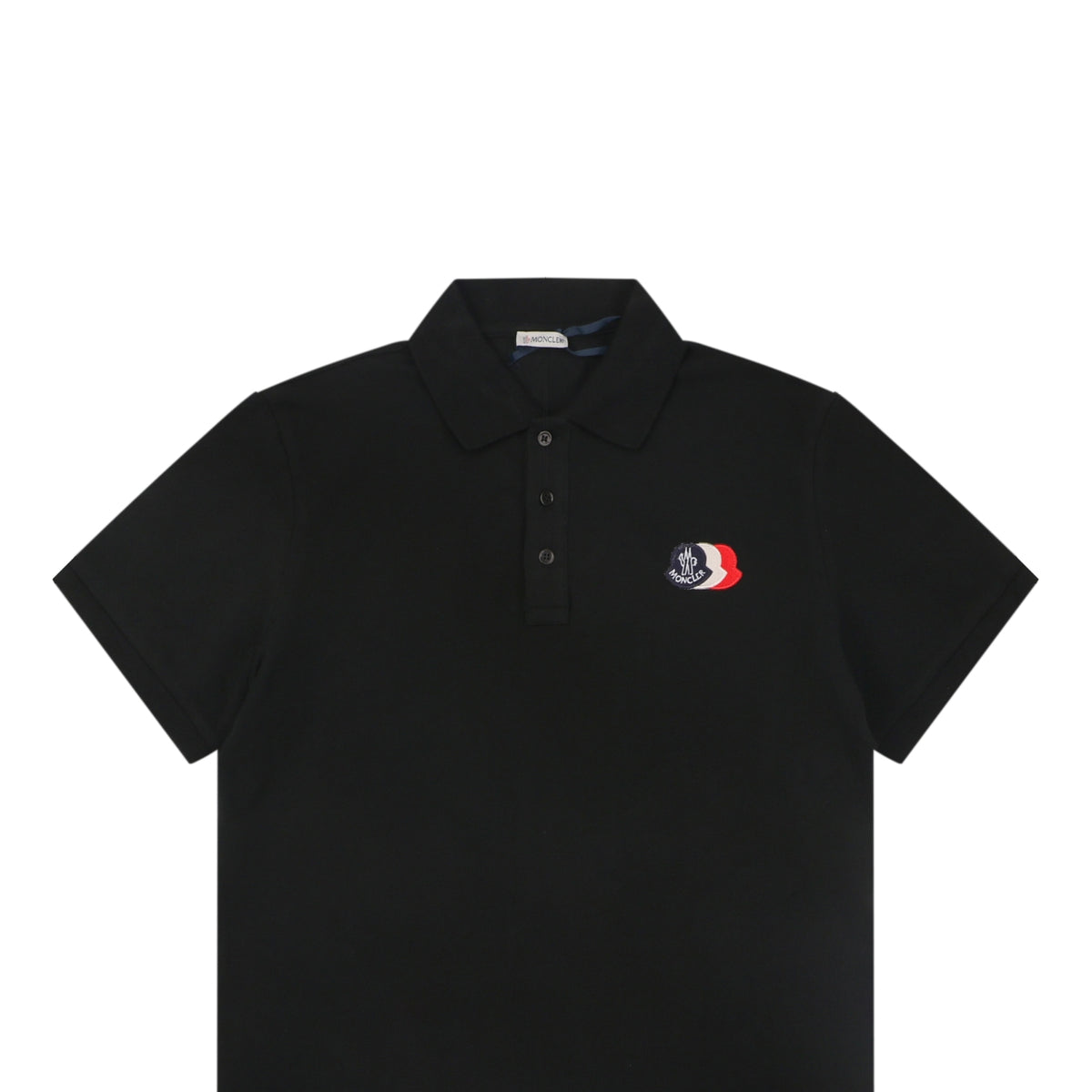 Moncler Tricolour M Badge Embroidered Polo Shirt Black