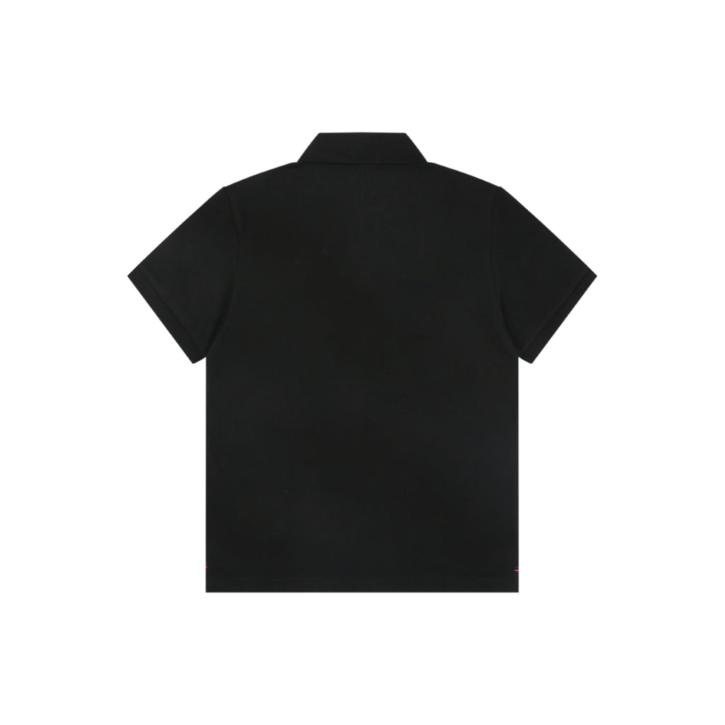 Moncler Tricolour M Badge Embroidered Polo Shirt Black