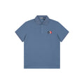 Moncler Tricolour M Badge Embroidered Polo Shirt Steel Blue