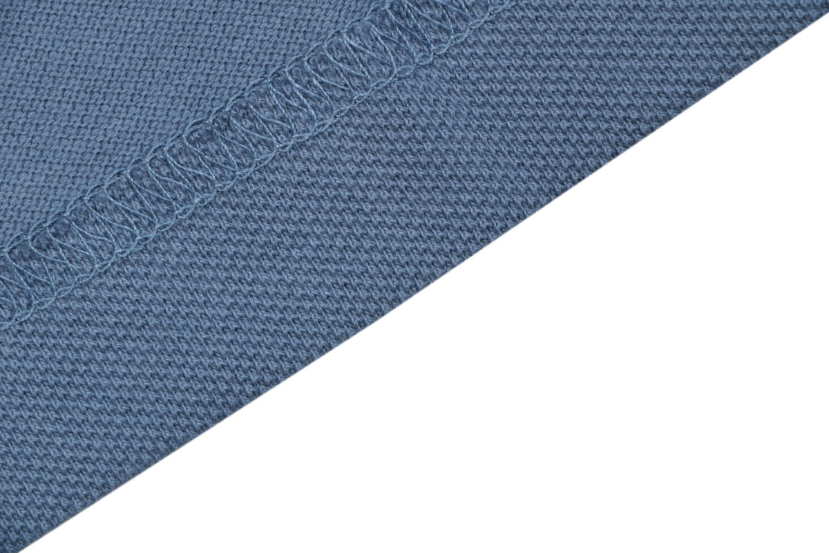 Moncler Tricolour M Badge Embroidered Polo Shirt Steel Blue