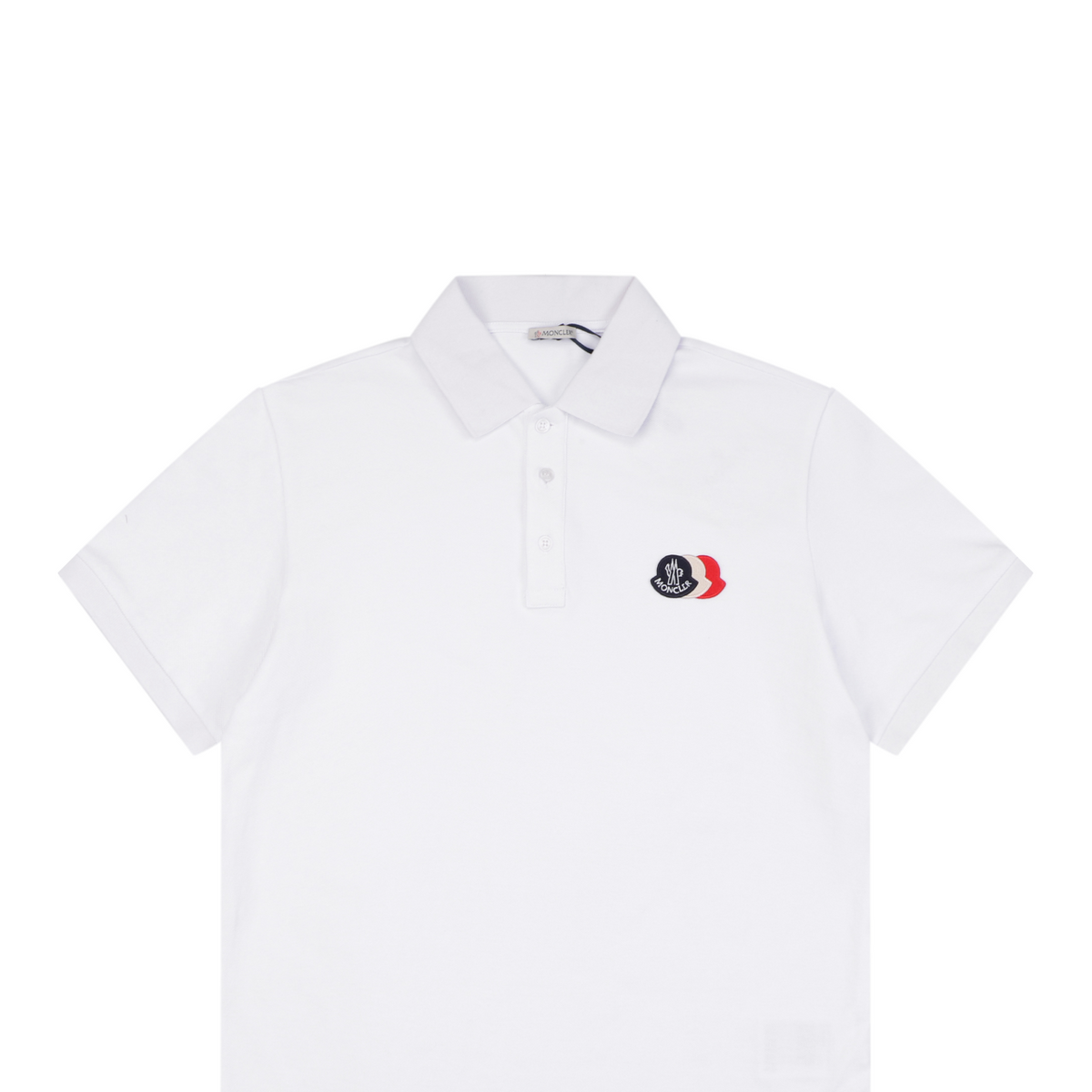Moncler Tricolour M Badge Embroidered Polo Shirt White