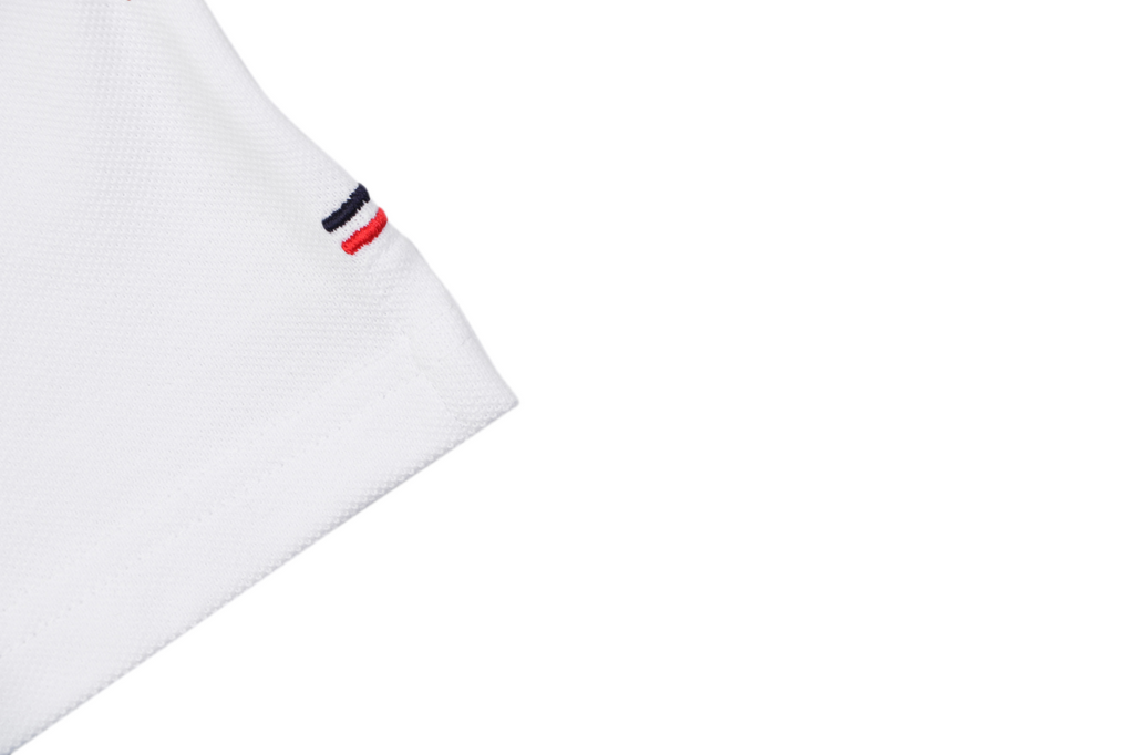 Moncler Tricolour M Badge Embroidered Polo Shirt White