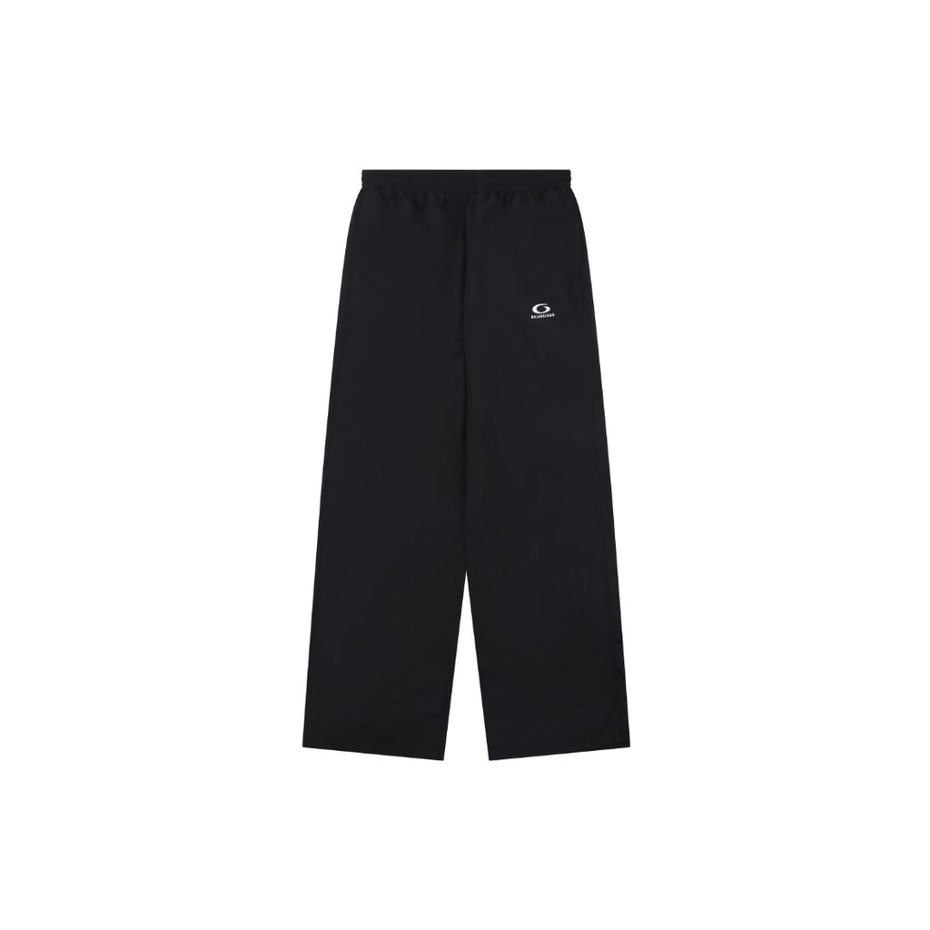 Balenciaga Ring Logo Woven Straight-Leg Trousers Black