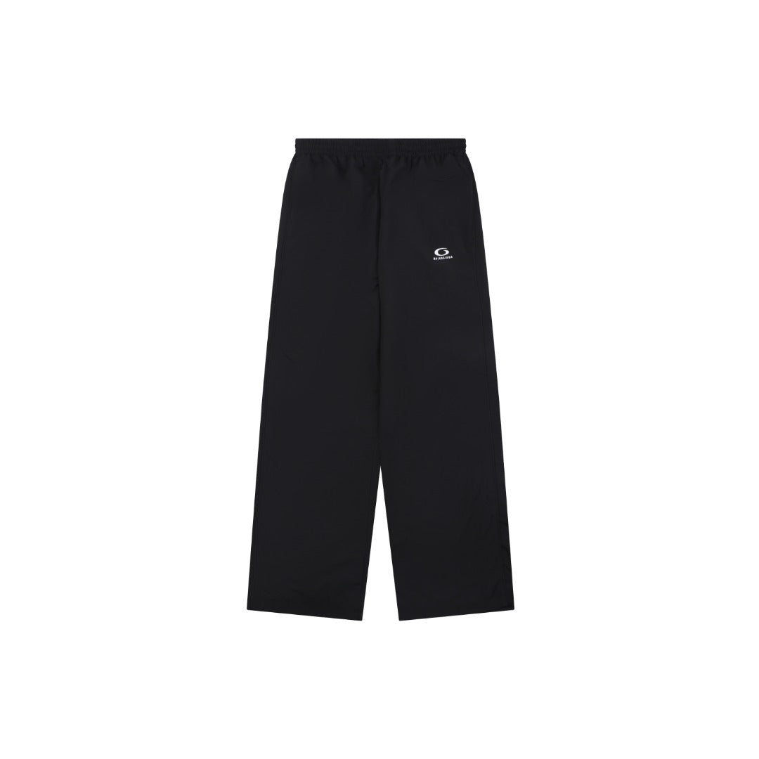 Balenciaga Ring Logo Woven Straight-Leg Trousers Black