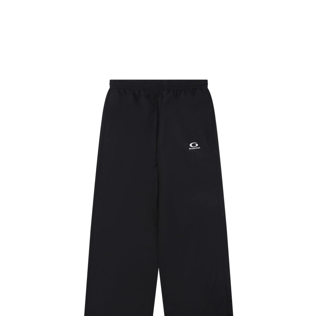 Balenciaga Ring Logo Woven Straight-Leg Trousers Black