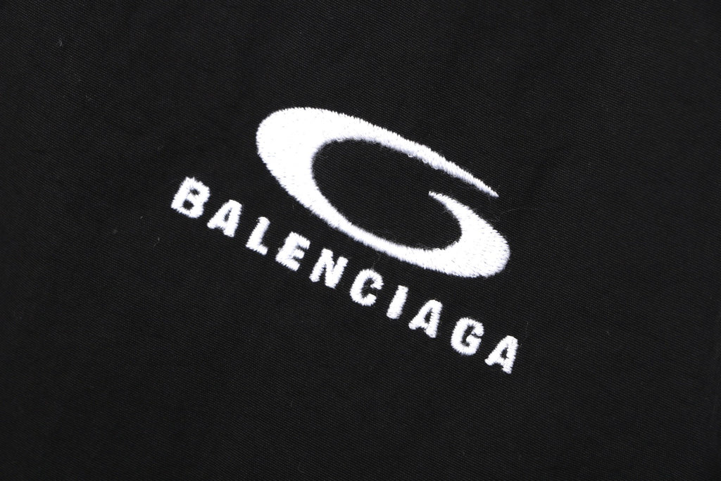 Balenciaga Ring Logo Woven Straight-Leg Trousers Black