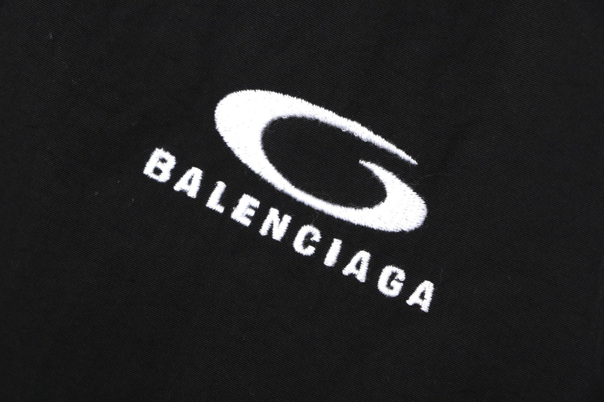 Balenciaga Ring Logo Woven Straight-Leg Trousers Black