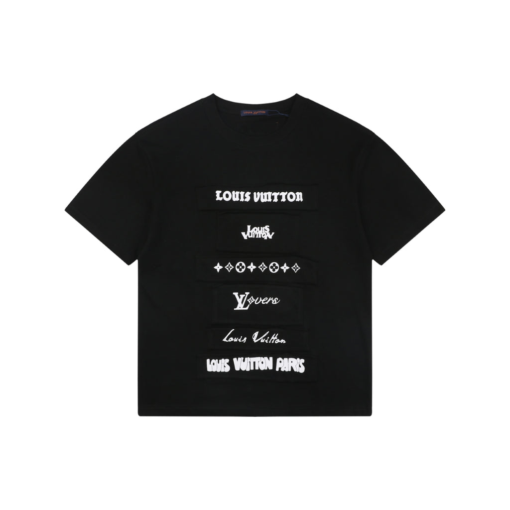 Louis Vuitton Multi-Row Logo Appliqué Short Sleeve Tee Black