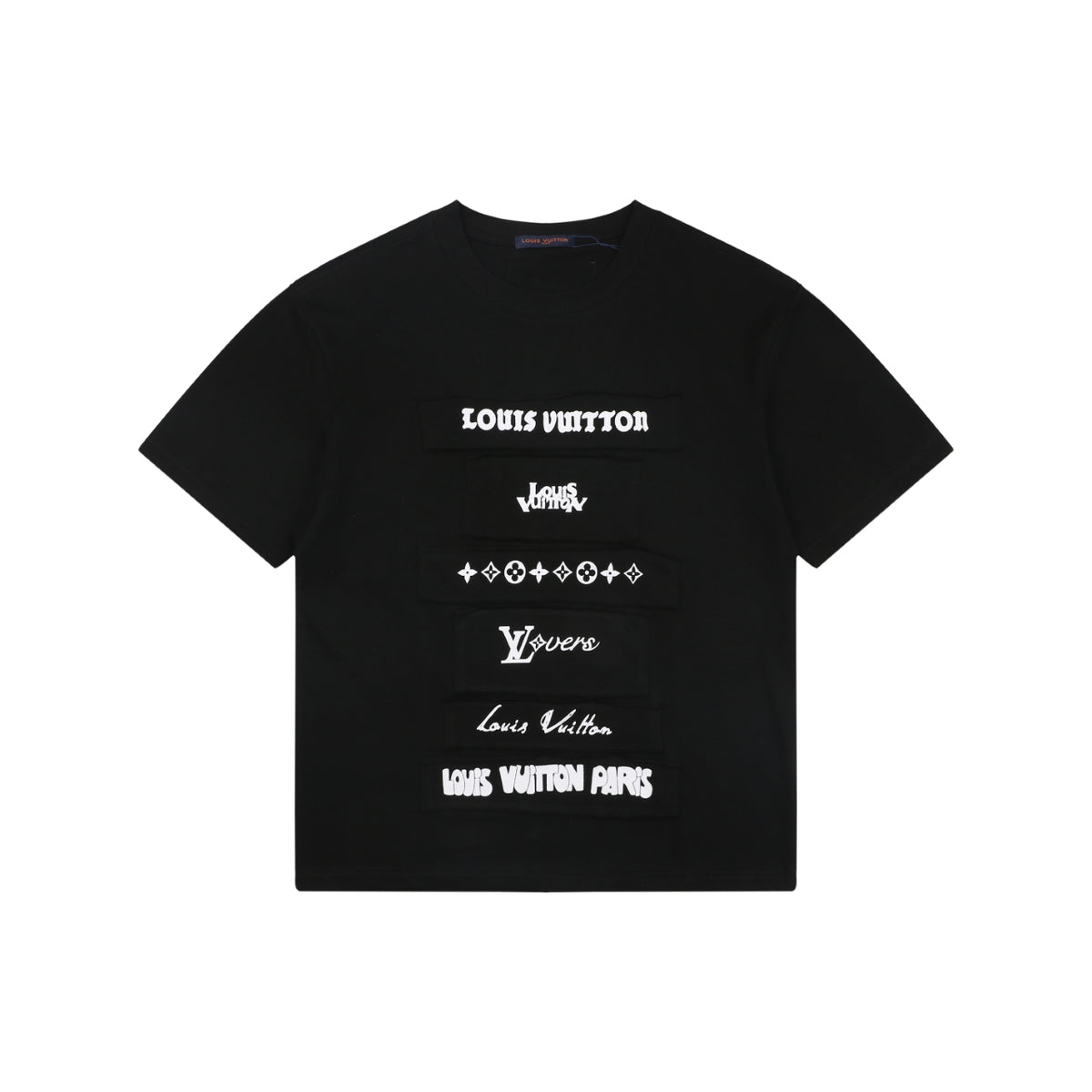 Louis Vuitton Multi-Row Logo Appliqué Short Sleeve Tee Black