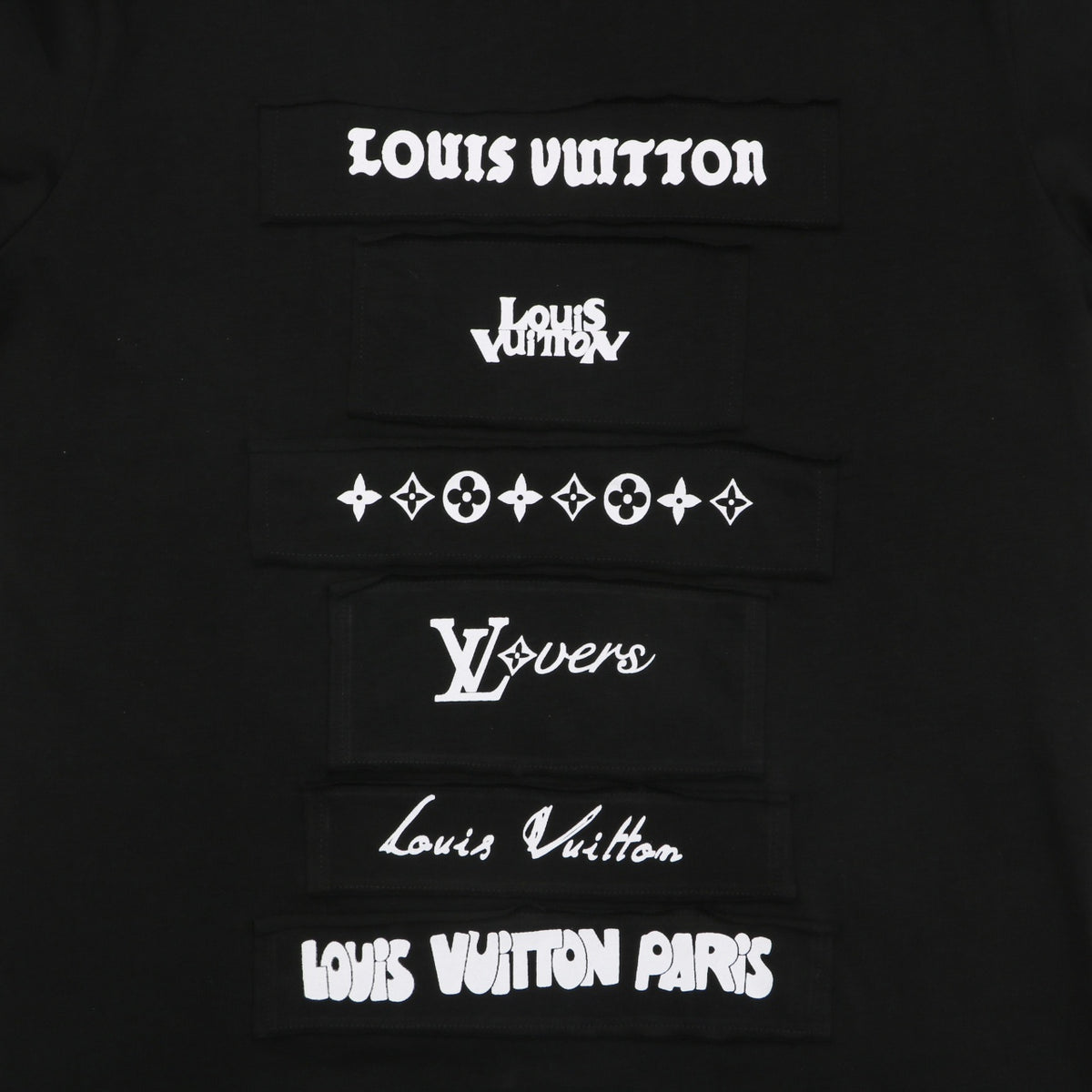 Louis Vuitton Multi-Row Logo Appliqué Short Sleeve Tee Black