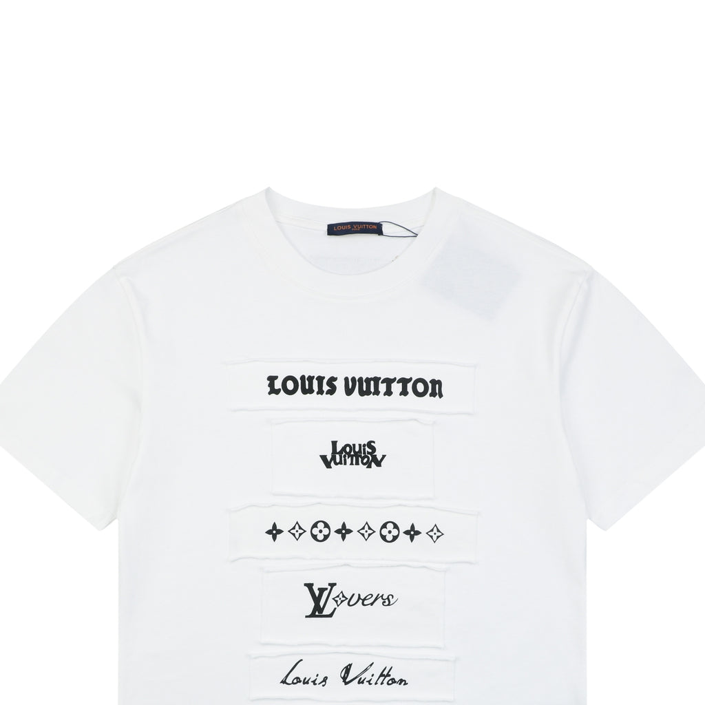 Louis Vuitton Multi-Row Logo Appliqué Short Sleeve Tee White