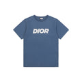 Dior 24SS Bold Italic Logo Print Short Sleeve Tee Slate Blue