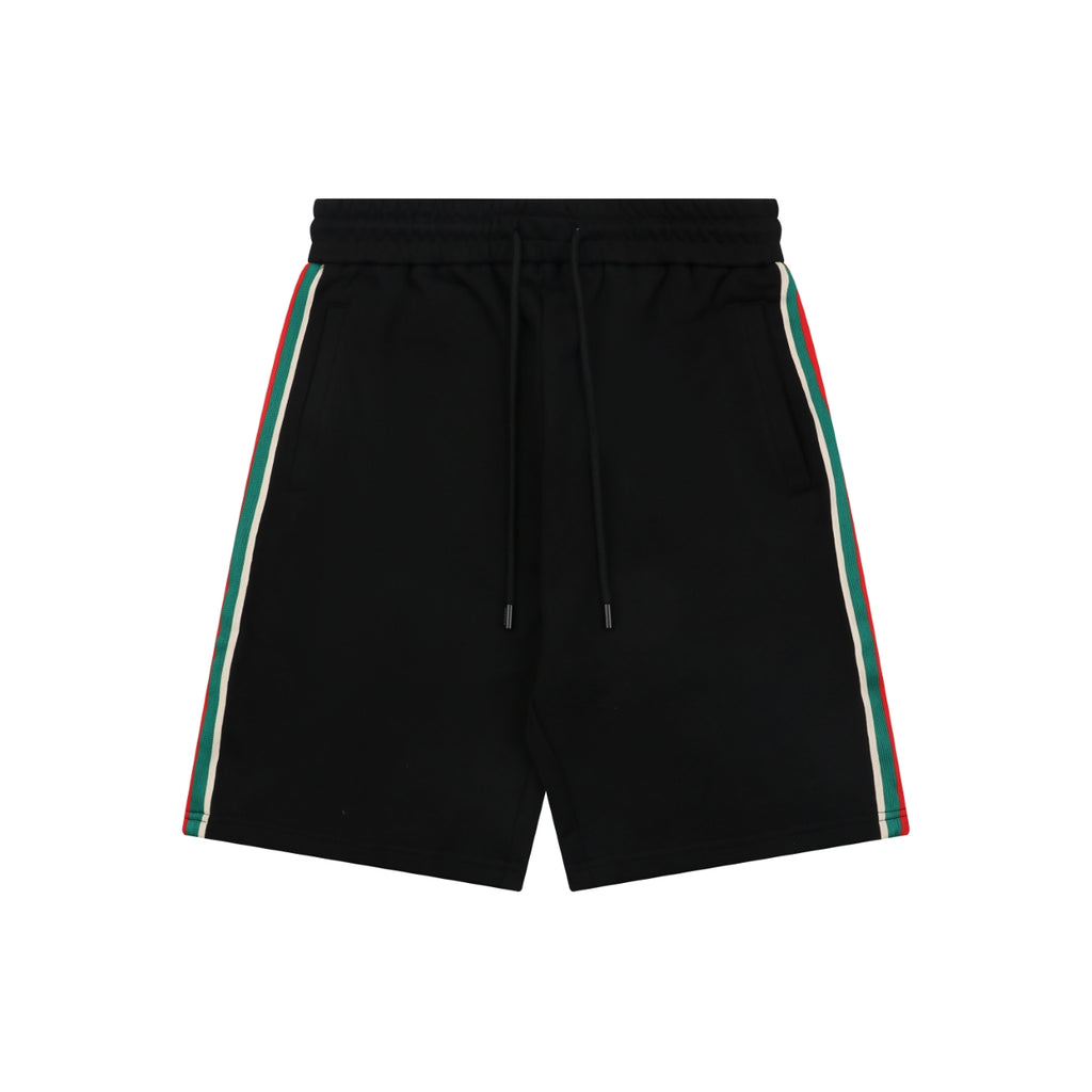 Gucci Double G Logo Red Green Web Stripe Shorts Black