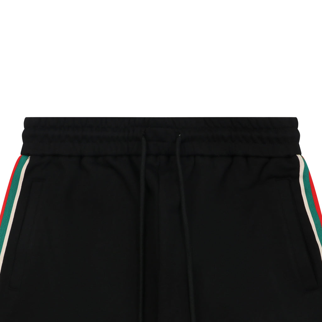 Gucci Double G Logo Red Green Web Stripe Shorts Black