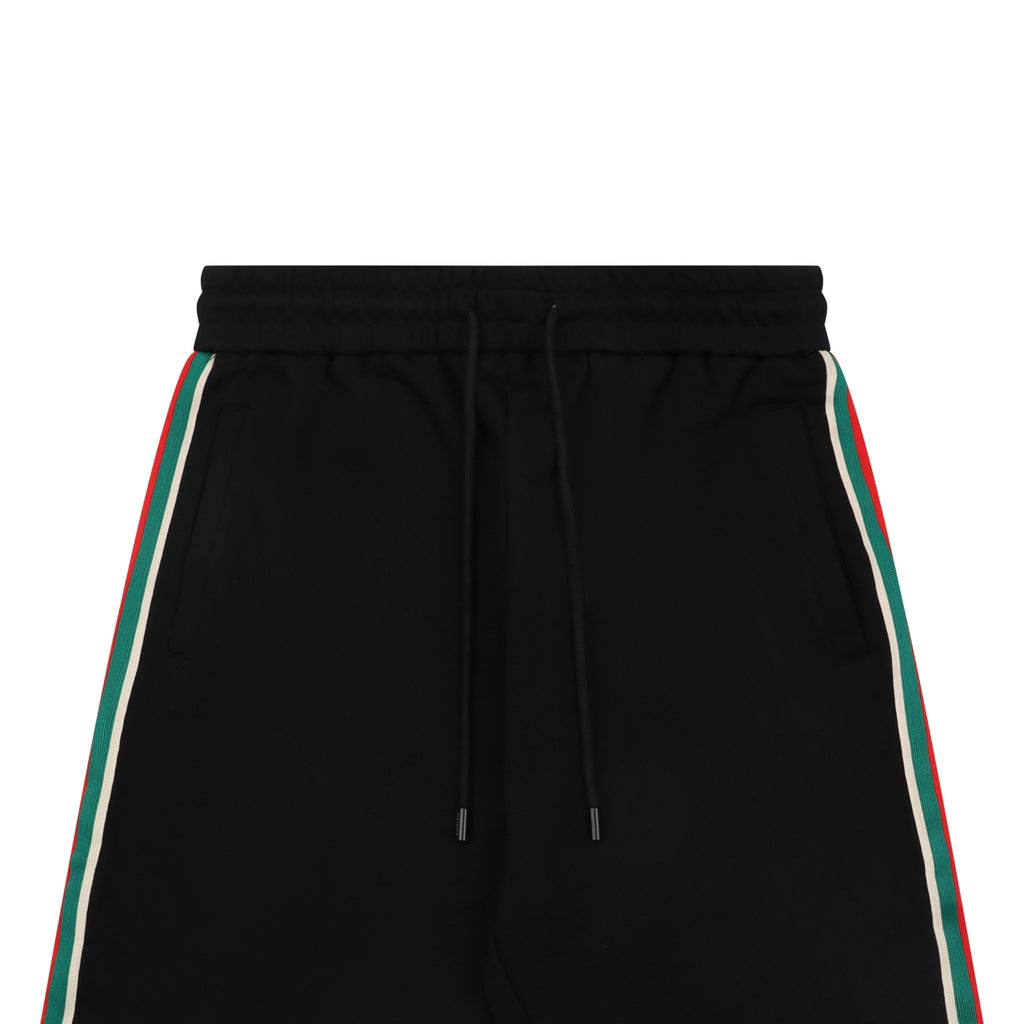 Gucci Double G Logo Red Green Web Stripe Shorts Black