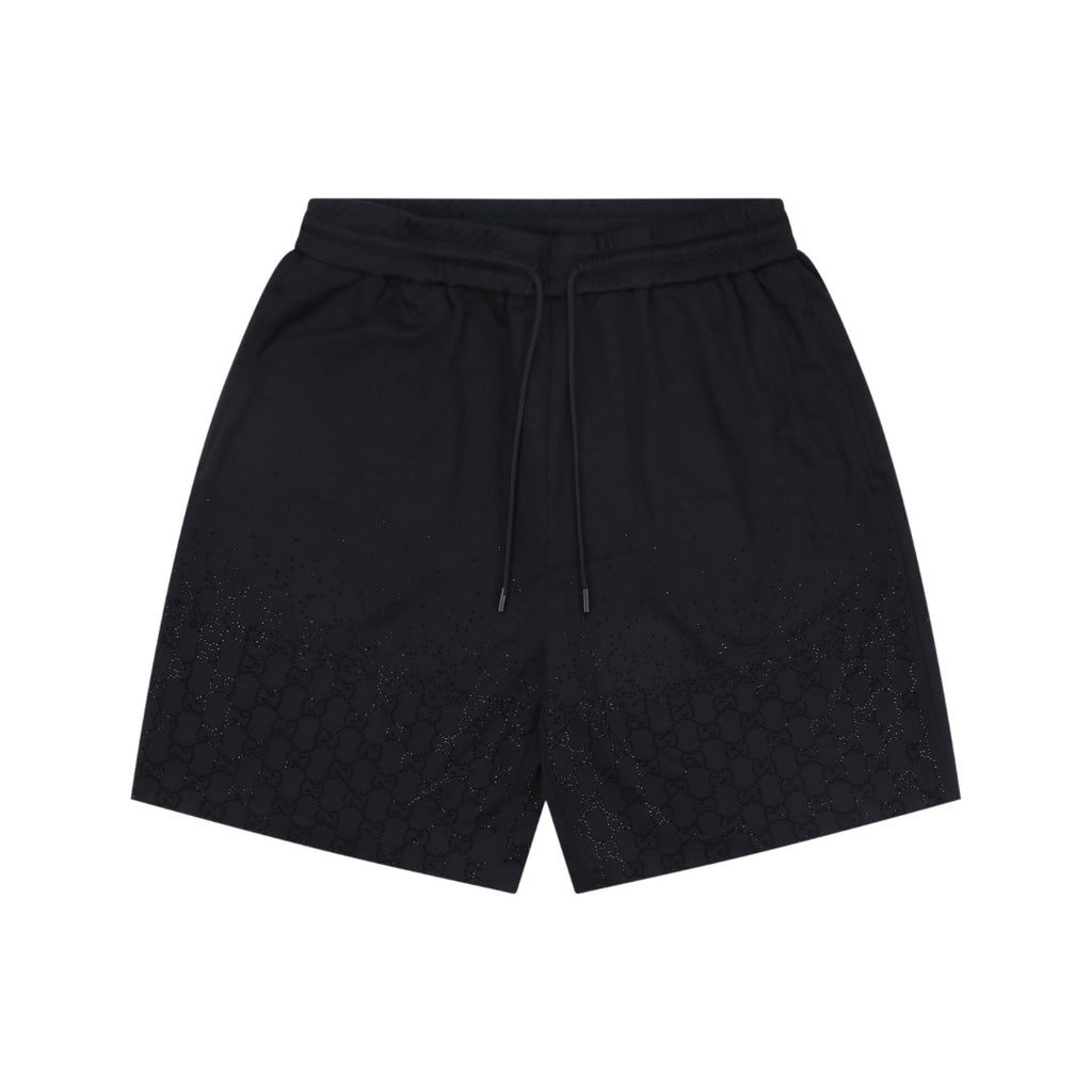 Gucci Gradient Crystal Double G Embellished Shorts Black