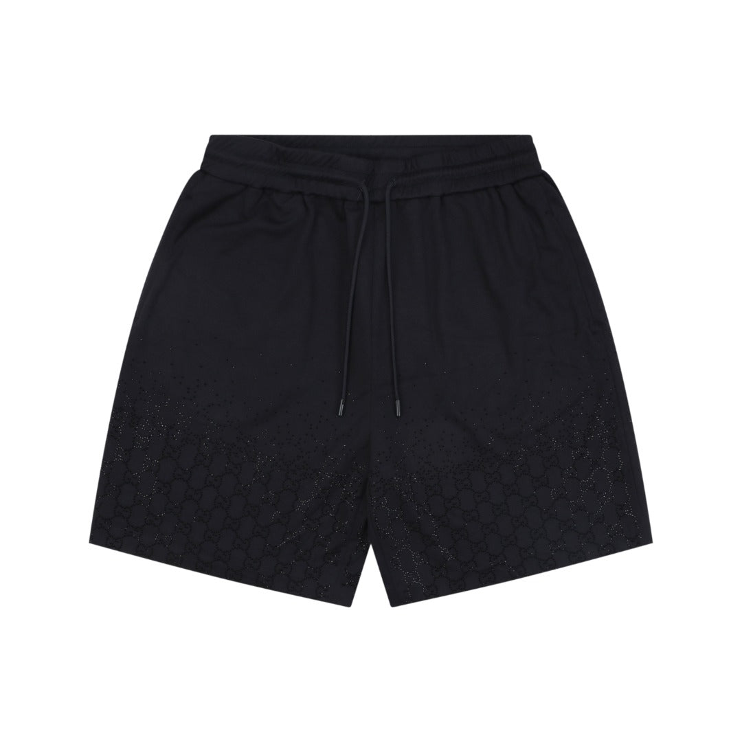 Gucci Gradient Crystal Double G Embellished Shorts Black