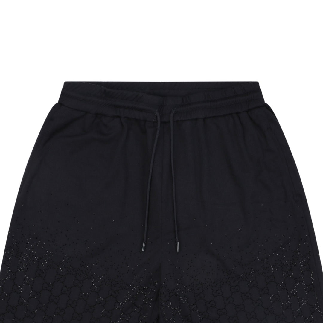 Gucci Gradient Crystal Double G Embellished Shorts Black