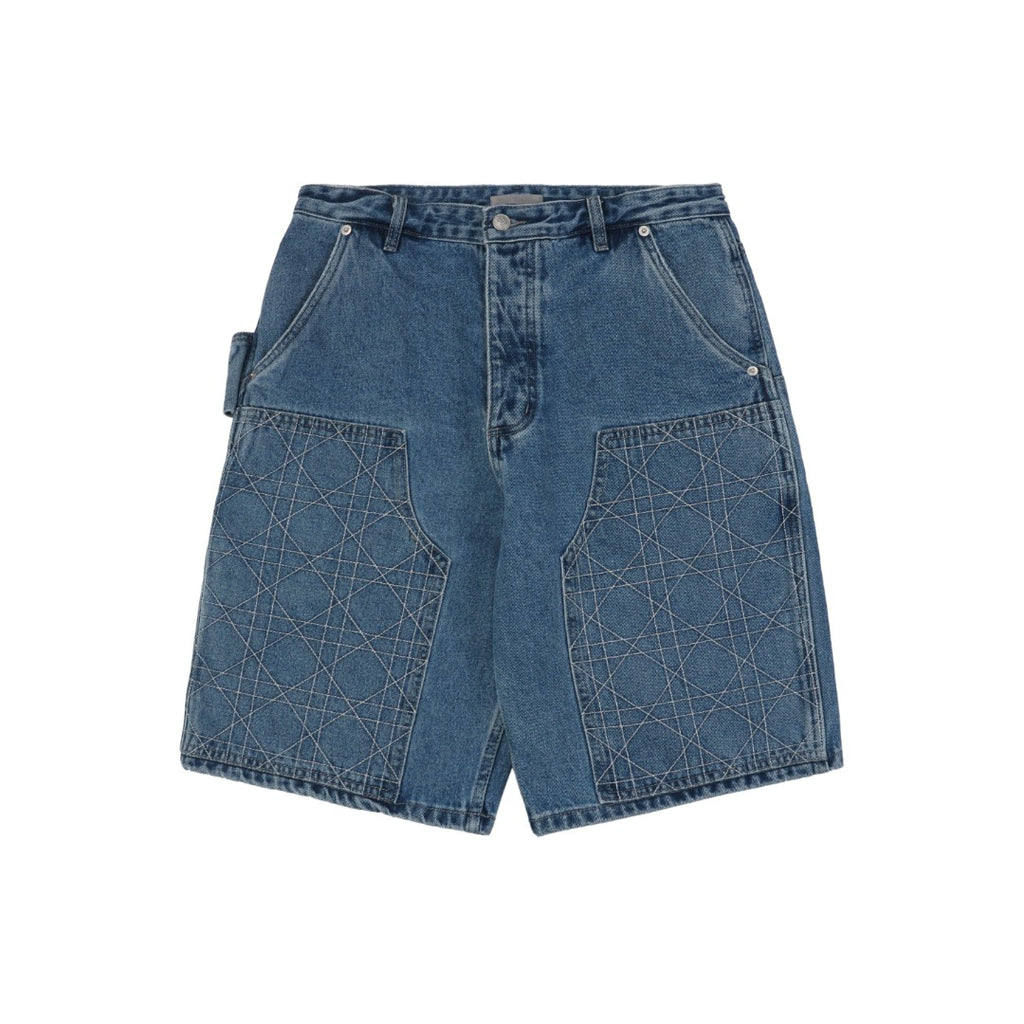Dior 24SS Cannage Stitch Carpenter Denim Shorts Mid Blue