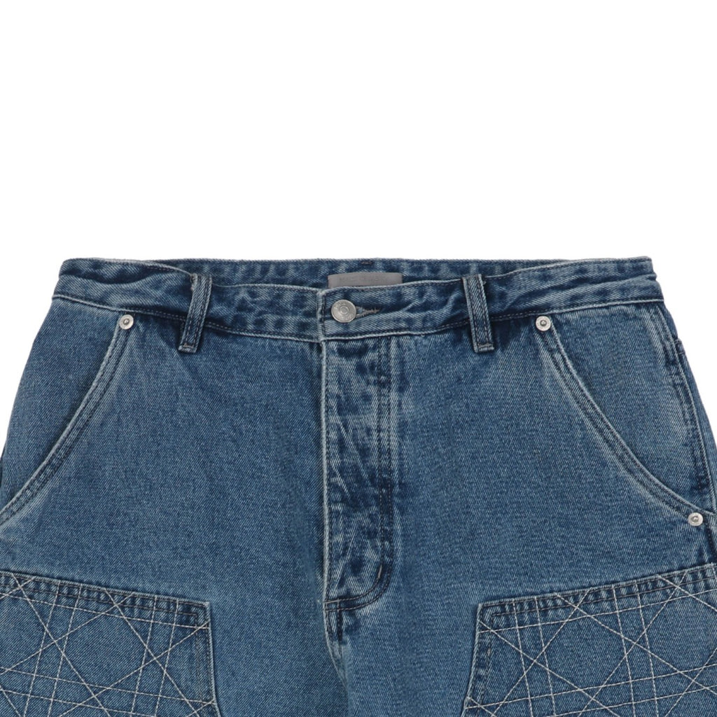 Dior 24SS Cannage Stitch Carpenter Denim Shorts Mid Blue