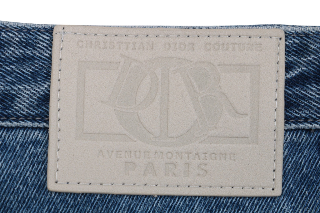 Dior 24SS Cannage Stitch Carpenter Denim Shorts Mid Blue