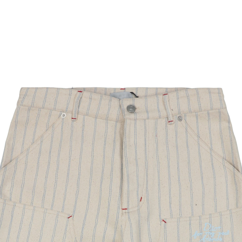 Dior 25SS Pinstripe Dio Letter Pocket Shorts Ecru Blue