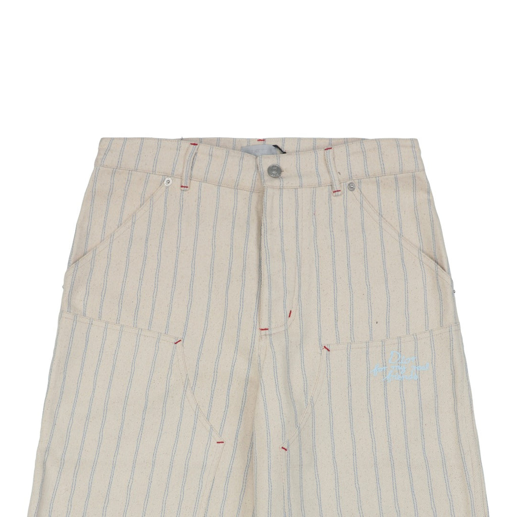 Dior 25SS Pinstripe Dio Letter Pocket Shorts Ecru Blue