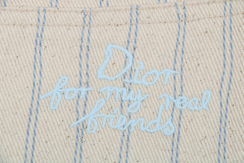 Dior 25SS Pinstripe Dio Letter Pocket Shorts Ecru Blue