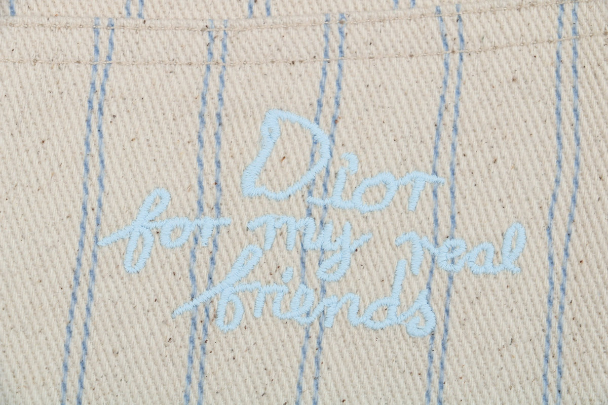Dior 25SS Pinstripe Dio Letter Pocket Shorts Ecru Blue