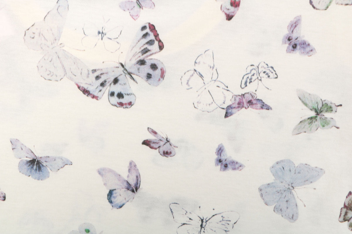 Dior Multicolour Butterfly Print Short Sleeve Tee Ecru