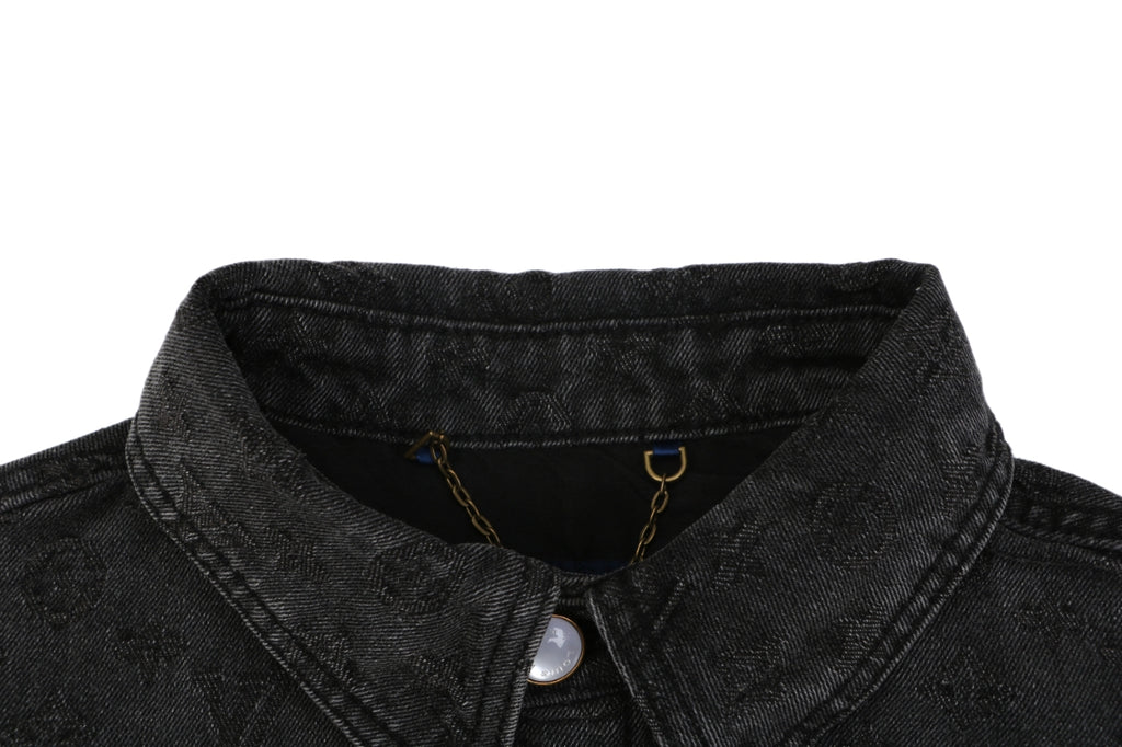 Louis Vuitton Monogram Shadow Washed Denim Short Sleeve Shirt Black