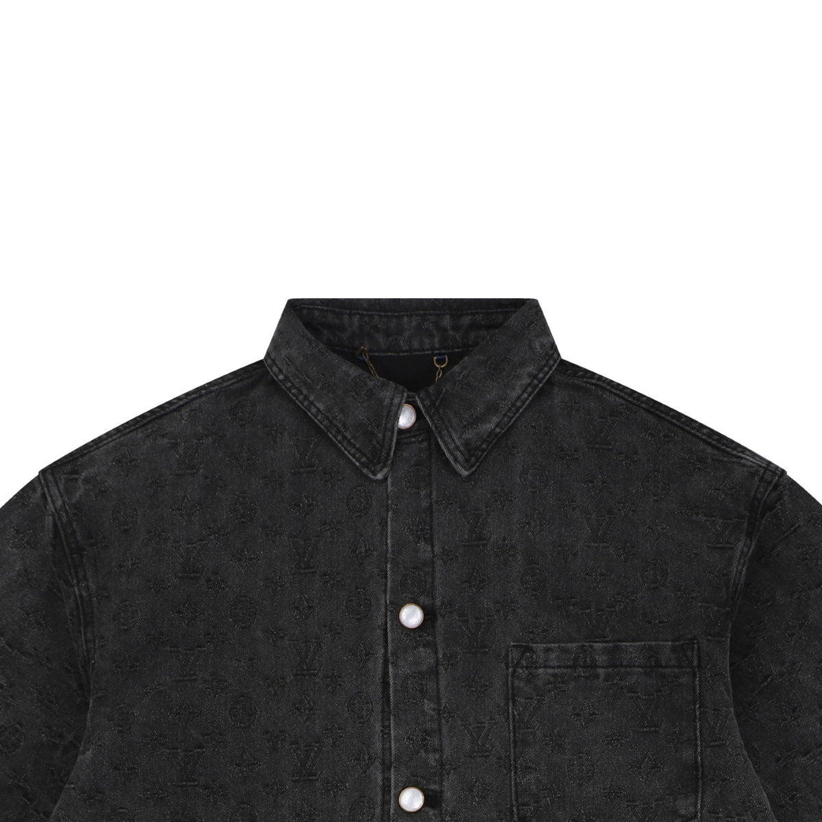 Louis Vuitton Monogram Shadow Washed Denim Short Sleeve Shirt Black