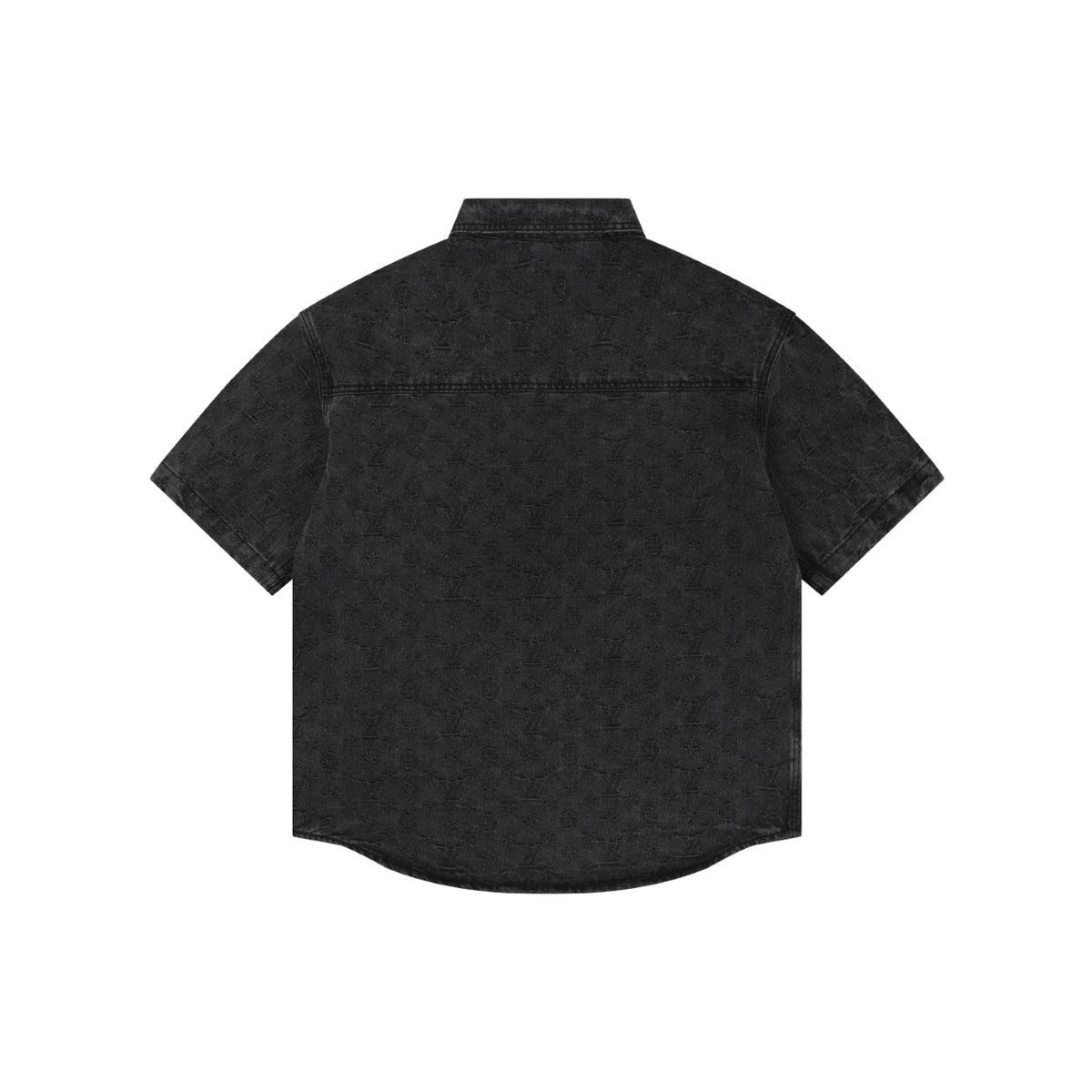 Louis Vuitton Monogram Shadow Washed Denim Short Sleeve Shirt Black