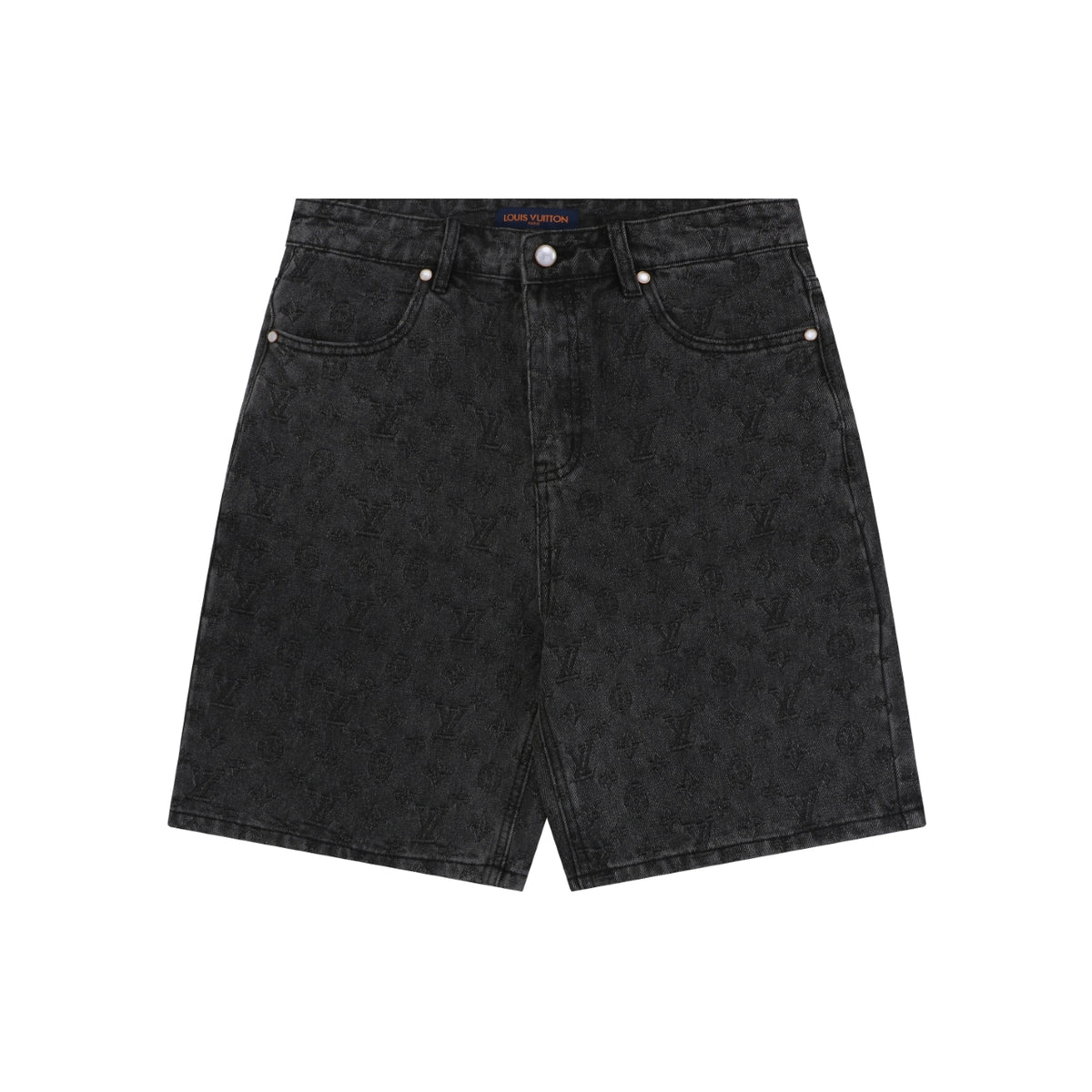 Louis Vuitton Monogram Shadow Washed Denim Shorts Black