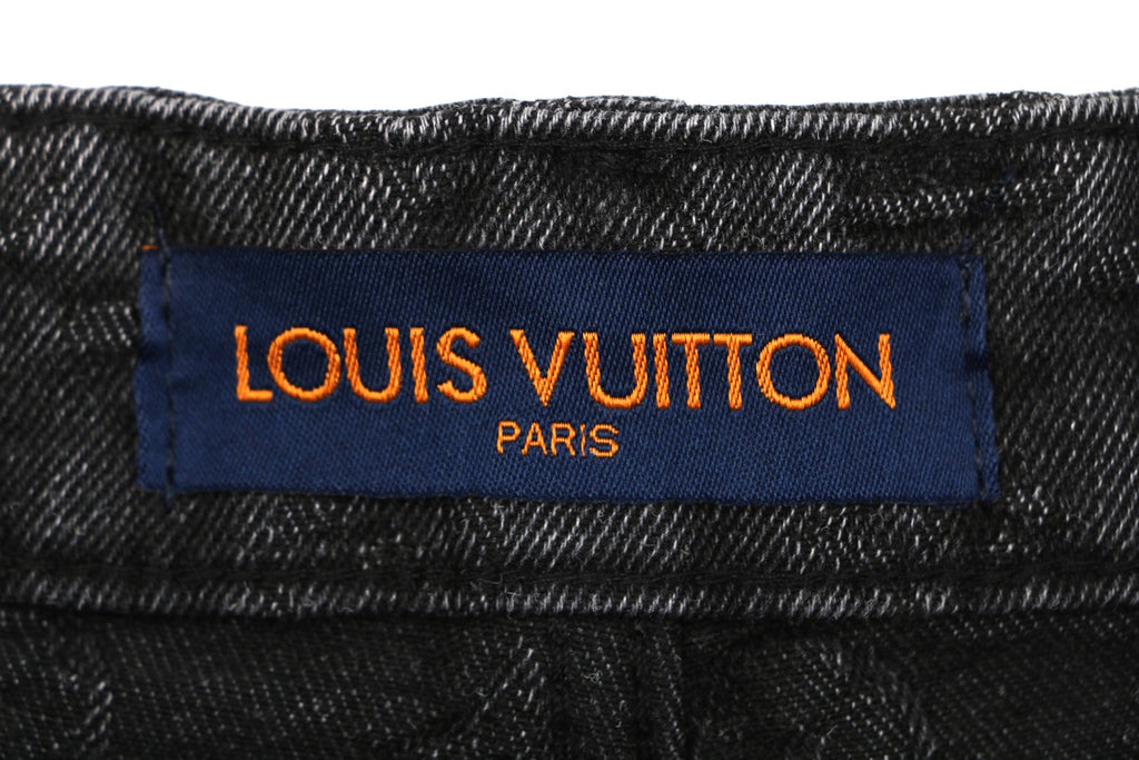 Louis Vuitton Monogram Shadow Washed Denim Shorts Black