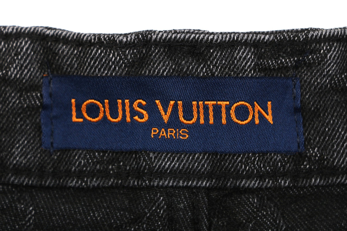 Louis Vuitton Monogram Shadow Washed Denim Shorts Black