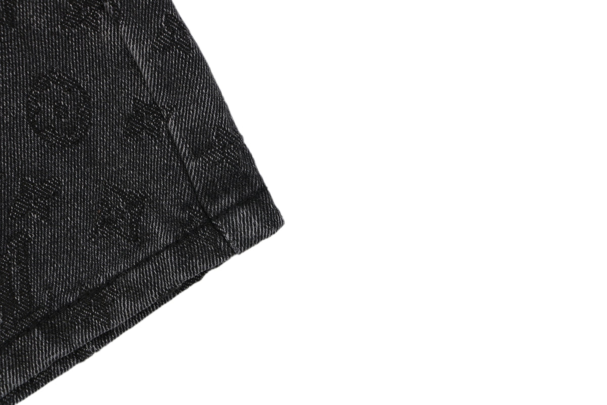 Louis Vuitton Monogram Shadow Washed Denim Shorts Black