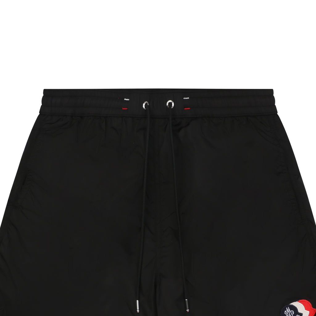 Moncler Tricolour M Badge Embroidered Nylon Shorts Black